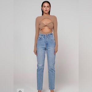 Bayse Brand Beige Cut out Bodysuit NWT